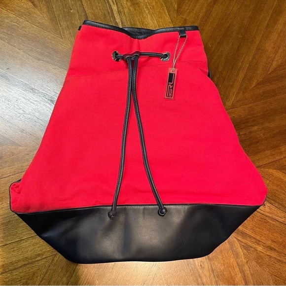 Ralph Lauren Sport Red and Blue Drawstring Backpack 90s y2k One Strap - Picture 1 of 10